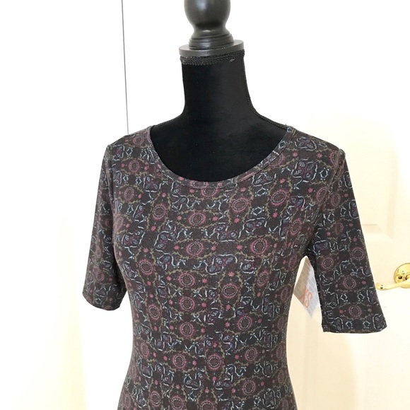 LuLaRoe Julia Dress / Patterned Deep Colors / XS - Picture 2 of 3